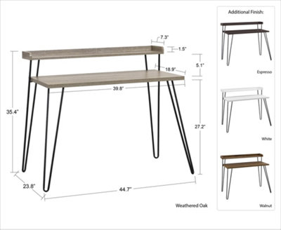 Haven Retro Desk with Riser in White