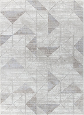 HAVEN Scandi Geometric White/Grey Area Rug 120 x 170 cm