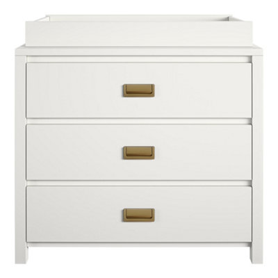 HAVEN, WHITE 3 DRAWER DRESSER WITH CHANGING TOPPER