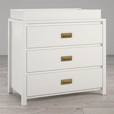 HAVEN, WHITE 3 DRAWER DRESSER WITH CHANGING TOPPER