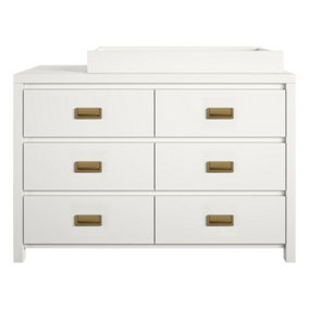 HAVEN, WHITE 6 DRAWER DRESSER WITH CHANGING TOPPER