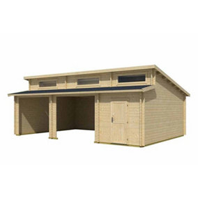 Hawaii + 2x  wooden door-Log Cabin, Wooden Garden Room, Timber Summerhouse, Home Office - L820 x W579.6 x H321.5 cm
