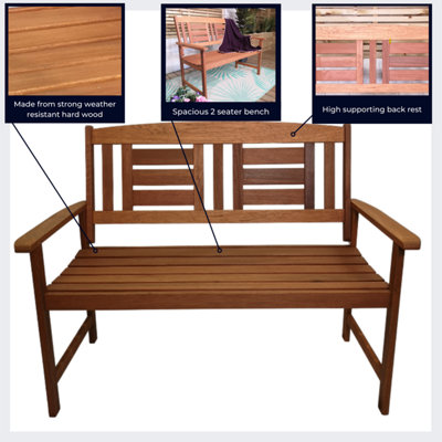 Hawkshead 2 Seater Outdoor Wooden Garden Patio Bench - 8