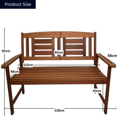 Hawkshead 2 Seater Outdoor Wooden Garden Patio Bench - 9