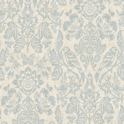 Hawthorn Meadow Textured Blown Vinyl Wallpaper Blue Holden 76000