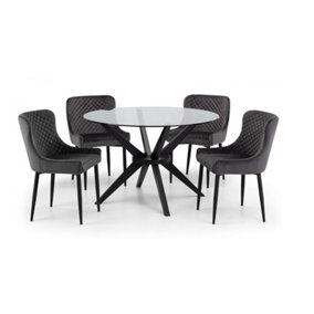 Hayden Dining Table & 4 Luxe Grey Chairs
