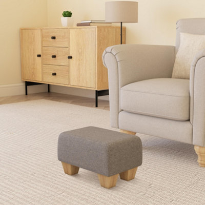 Hayden storage footstool Mahogany Wood Turned Leg - Pinstripe Wool ...