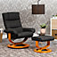 Hayward 72cm Wide Black Bonded Leather 360 Degree Ergonomic Swivel Base Recliner Massage Heat Chair and Footstool