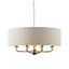 Haywood Brushed Chrome with Natural Linen Shade Classic Modern 8 Light Ceiling Pendant