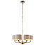 Haywood Brushed Chrome with Natural Linen Shades Classic Modern 6 Light Ceiling Pendant