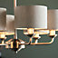 Haywood Brushed Chrome with Natural Linen Shades Classic Modern 6 Light Ceiling Pendant