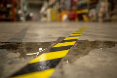 Social Distancing Floor Tape - Yellow Hazard Stripe, 2 Metre Markers, 50mm X 33m - Made In UK