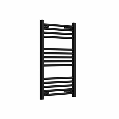 Haze Matt Black Straight Ladder Heated Towel Rail (H)770x(W)500