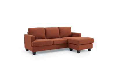 Hazel 3 Seater Sofa With Chaise, Burnt Orange Boucle Fabric