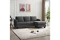 Hazel 3 Seater Sofa With Chaise, Grey Boucle Fabric