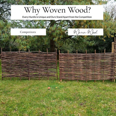 Hazel Hurdle Fence Panel Premium Weave 6ft x 1ft - 3