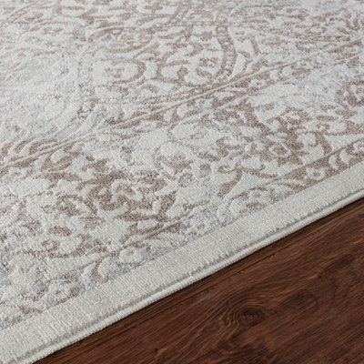 HAZEL Vintage Traditional Oriental Boho Tan/Ivory Area Rug 120 x 170 cm