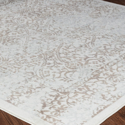 HAZEL Vintage Traditional Oriental Boho Tan/Ivory Area Rug 120 x 170 cm