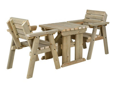 Hazels companion table and chairs set, wooden outdoor dining set (Natural finish)