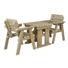 Hazels companion table and chairs set, wooden outdoor dining set (Natural finish)
