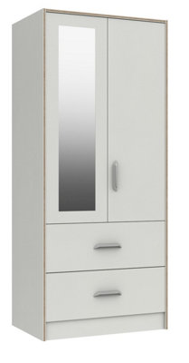 Hazlemere 2 Door Combi Robe with Mirror - White with Oak Edging on ...