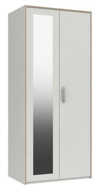 Hazlemere 2 Door Robe with Mirror - White with Oak Edging on Express ...
