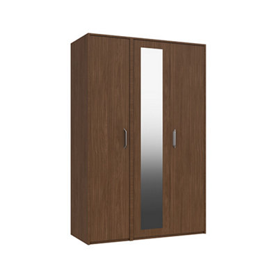 Hazlemere 3 Door Robe with Mirror - Walnut on Express Delivery and ...