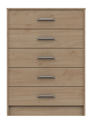 Hazlemere 5 Drawer Chest - Oak on Express Delivery and Ready Assembled
