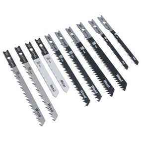 HCS + HSS Jigsaw Blade Set With Universal Fitting Fitment for Wood Steel 10pc