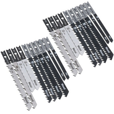 HCS + HSS Jigsaw Blade Set With Universal Fitting Fitment for Wood Steel 20pc