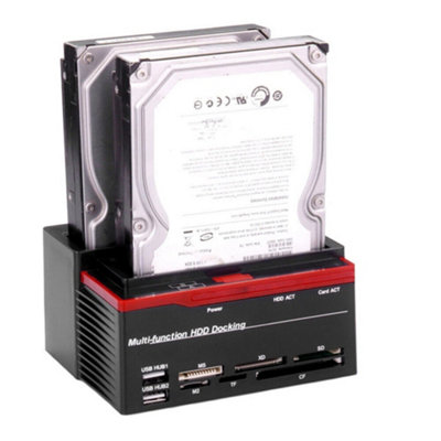 HDD External Docking Station Dual Hard Drive Card Reader 2.5 3.5 IDE ...
