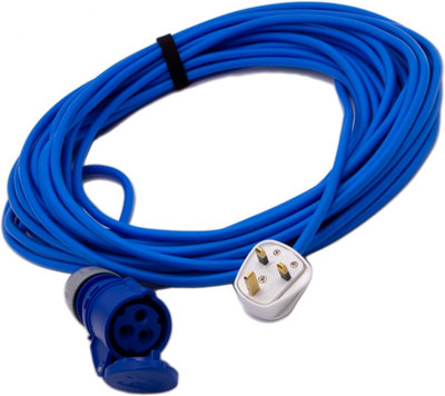 HDIUK - 13Amp UK Plug to 16Amp CEE IP44 240v Blue Connector socket Lead (10 Metre)