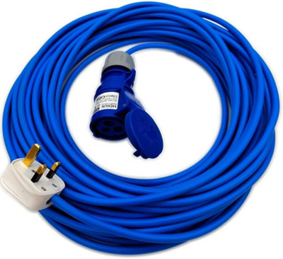 HDIUK - 13Amp UK Plug to 16Amp CEE IP44 240v Blue Connector socket Lead (15 Metre)