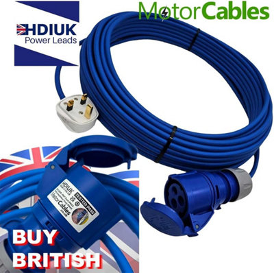 HDIUK - 13Amp UK Plug to 16Amp CEE IP44 240v Blue Connector socket Lead ...