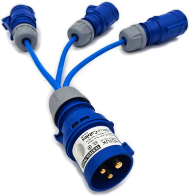 HDIUK - 16 Amp 3-Way 230V Power Distribution Splitter 3 x 15 Metres