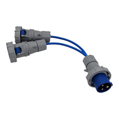 HDIUK - 16 Amp IP67 CEE 2-Way 230V Power Distribution Splitter UK Made ...
