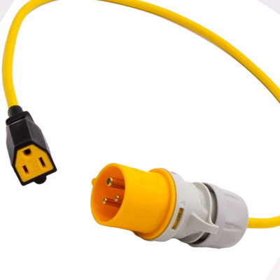 HDIUK - 16A CEE 110V Yellow Connector to USA American Nema Socket Lead UK Made (1 Metre) - 3
