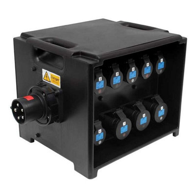 HDIUK - Merz A80BLK 63A 3-phase to 230 Volt Professional Distribution Console 6 x 16A 3 x 32A RCBO