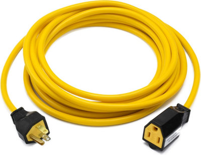 HDIUK North American USA Mains Extension Lead 3 Wire NEMA 5-15 Yellow (15 Metres)