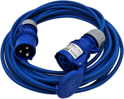 HDIUK - UK Made 15 Metres 16 Amp IP44 CEE Plug to Coupler Extension Power Hookup Lead