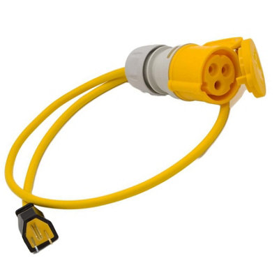 HDIUK - USA American Nema Plug to 16A CEE 110V Yellow Connector Lead UK Made (1 Metre)