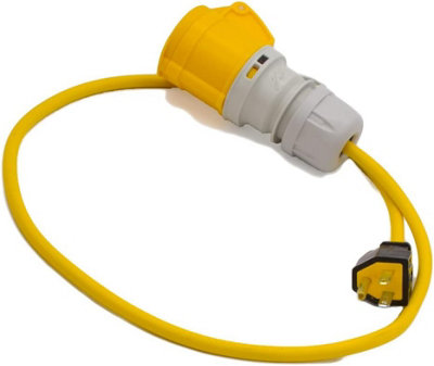 HDIUK - USA American Nema Plug to 16A CEE 110V Yellow Connector Lead UK Made (1 Metre)