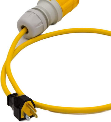 HDIUK - USA American Nema Plug to 16A CEE 110V Yellow Connector Lead UK Made (1 Metre) - 3