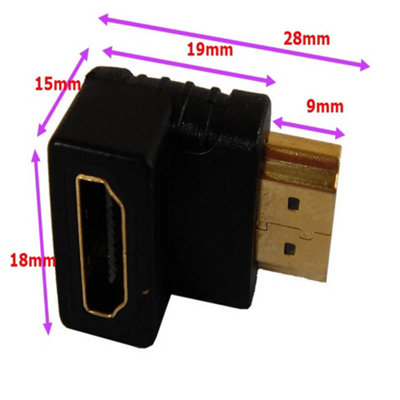 Right Angle HDMI Adapter Male To Female 90 Degree L-Shape | Low Profile HDMI Connector