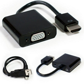 HDMI to VGA & 3.5mm Audio Cable Converter Up to 1080P TV Projector Adapter