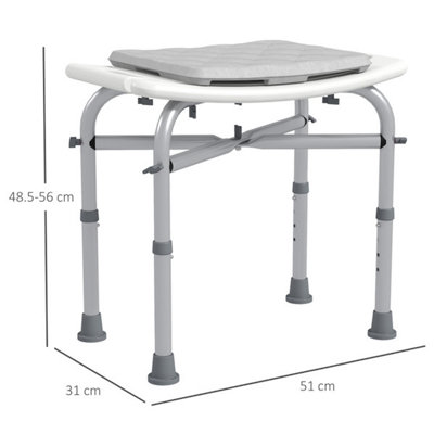 HDPE panel shower stool with removable seat, white