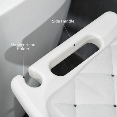 HDPE panel shower stool with removable seat, white