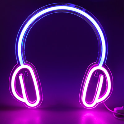 Headphone Neon Light Sign Wall or Free Standing