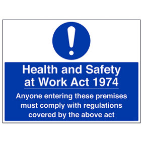 Health And Safety At Work Act 1974 Sign - Rigid Plastic - 400x300mm (x3)