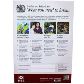 HEALTH AND SAFETY Mandatory Workplace Law Poster - Heavy Duty HSE A2